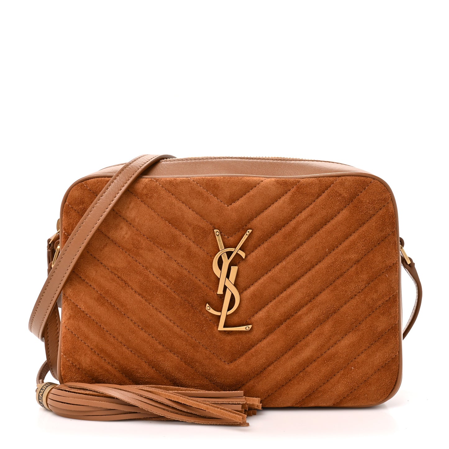 Suede Matelasse Monogram Lou Camera Bag Cinnamon