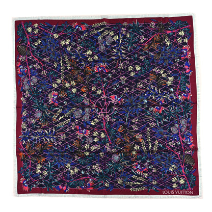 Louis Vuitton Silk Floral Print Shawl Purple Multicolor 1 of 3