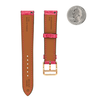 Hermes Matte Alligator 25mm Heure H Hour Watch Strap FRAMBOISE 2 of 5