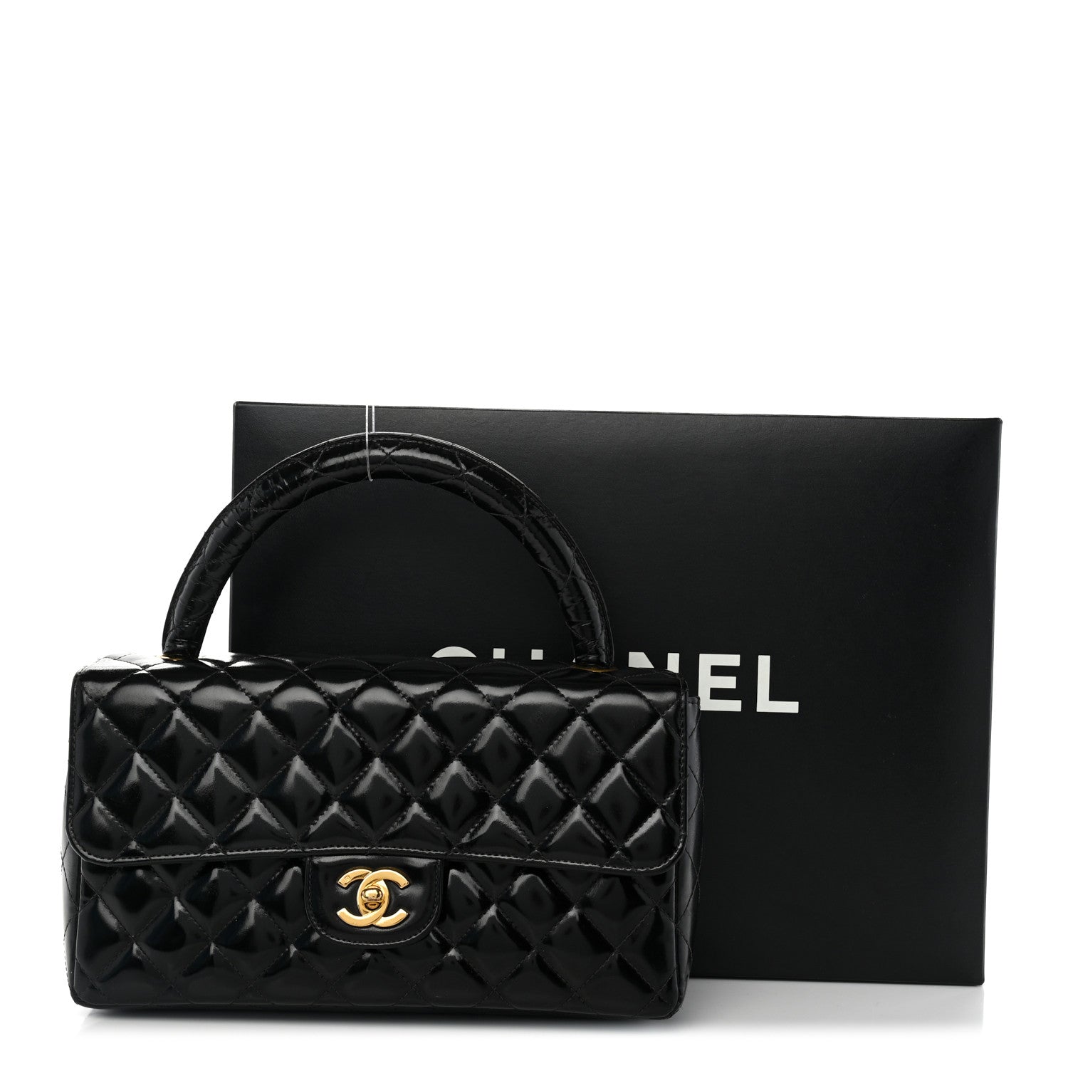 Chanel Patent Quilted Medium Rectangular Kelly Flap Bag Black 10 of 10