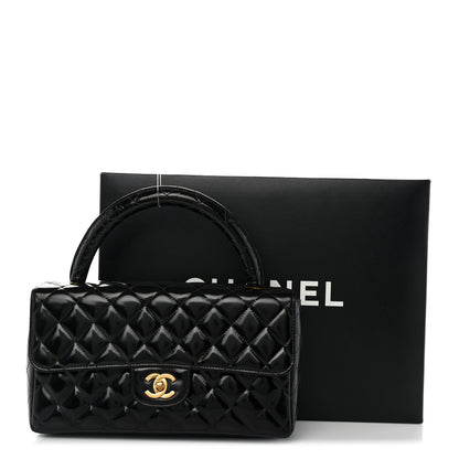 Chanel Patent Quilted Medium Rectangular Kelly Flap Bag Black 10 of 10