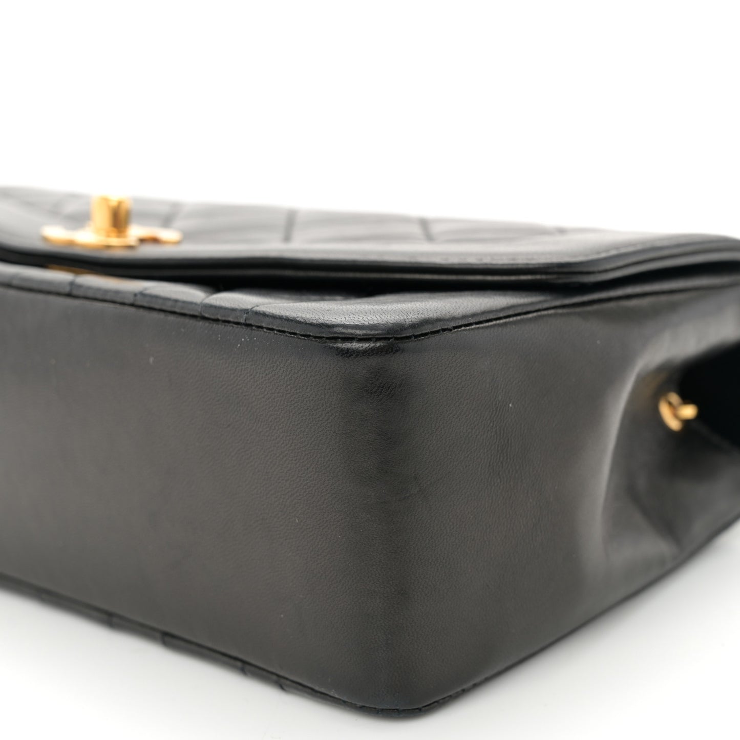 Lambskin Quilted Small Single Flap Black