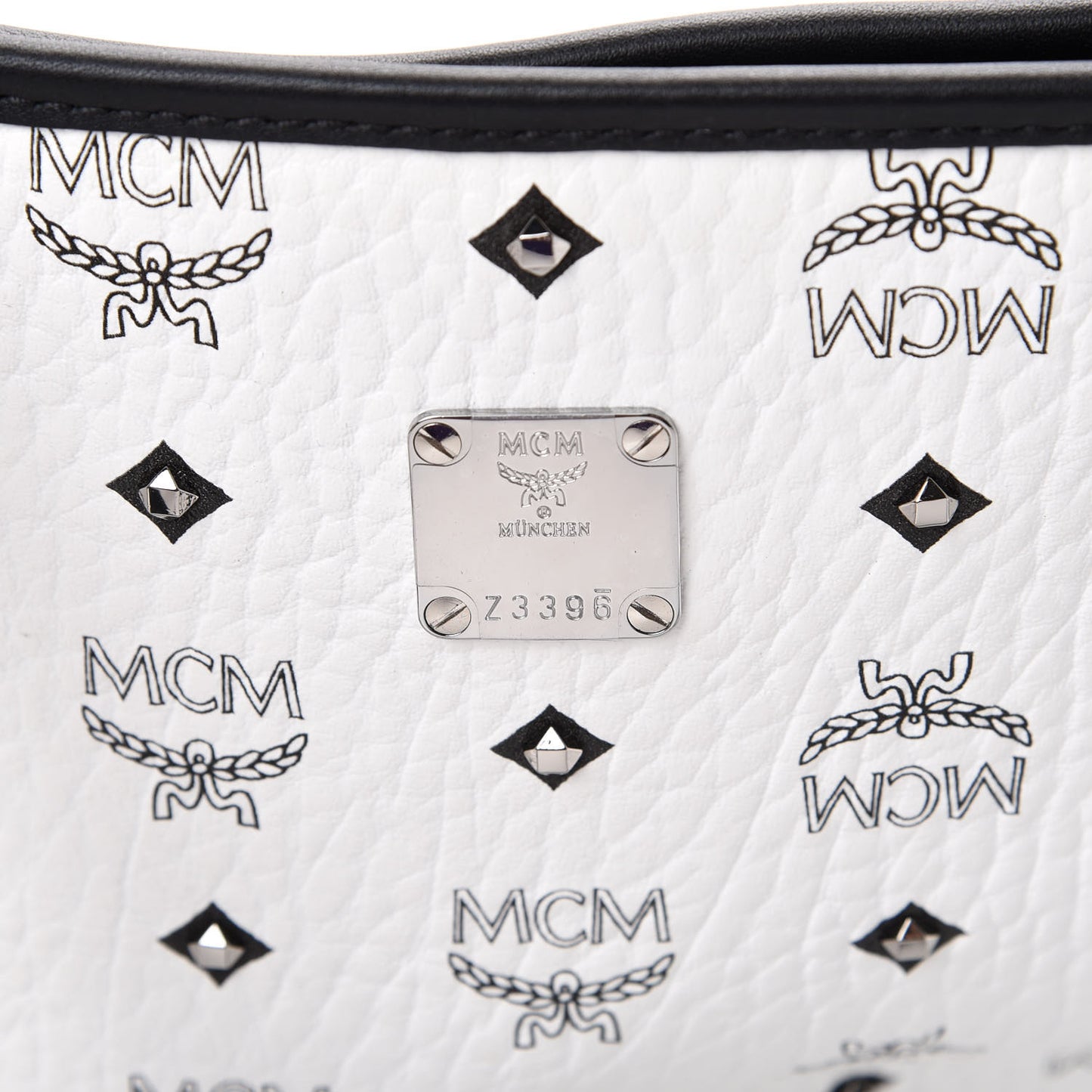 Visetos Studded Medium Anya Zip Top Shopper Tote White