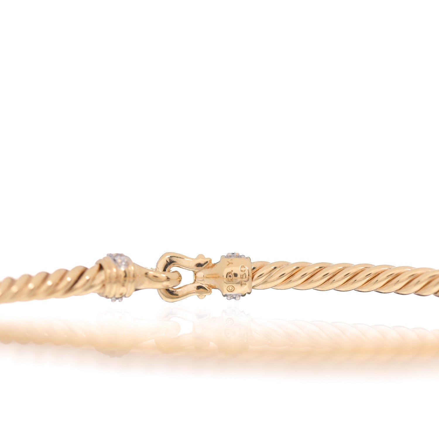 David Yurman 18K Yellow Gold Diamond 2.6mm Cable Collectibles Buckle Bracelet 4 of 4