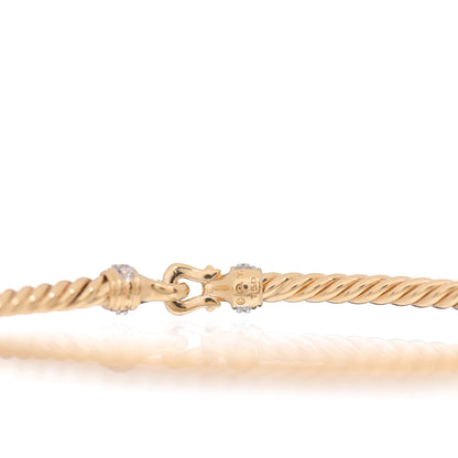 David Yurman 18K Yellow Gold Diamond 2.6mm Cable Collectibles Buckle Bracelet 4 of 4