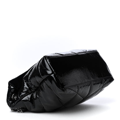 Saint Laurent Patent Lambskin Quilted Medium Loulou Puffer Monogram Chain Satchel Black 3 of 4