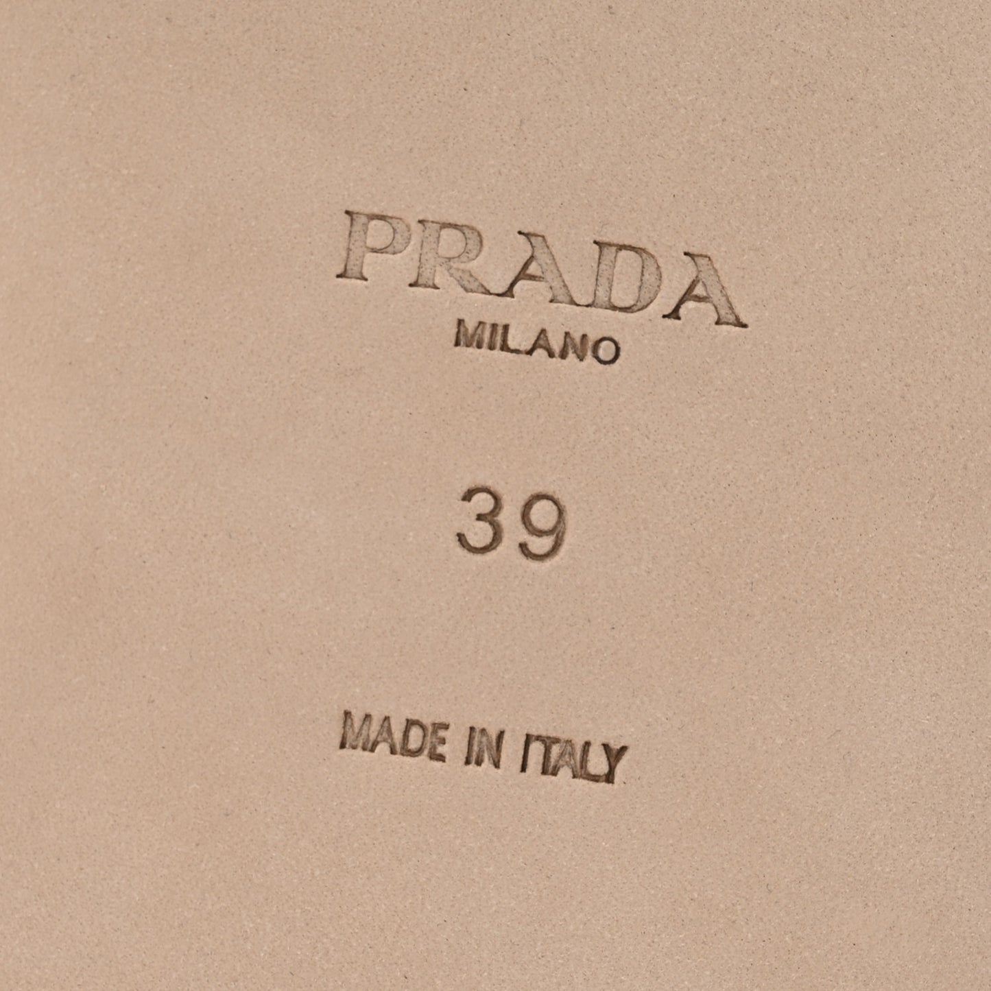 Nappa Metal Triangle Logo Flat Slide Sandals 39 Travertino