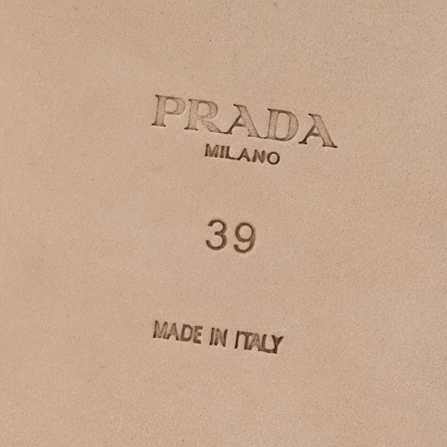 Prada Nappa Metal Triangle Logo Flat Slide Sandals 39 Travertino 7 of 9