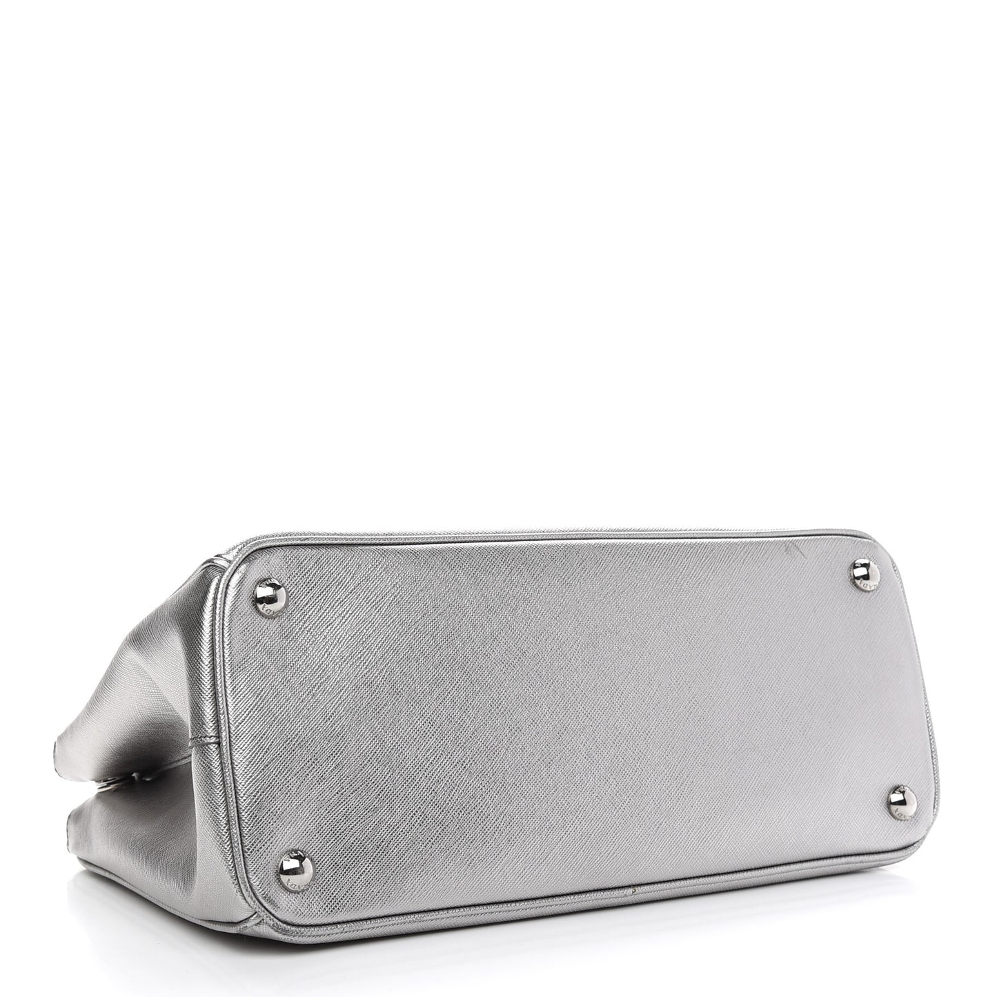 Metallic Saffiano Small Galleria Double Zip Tote Cromo