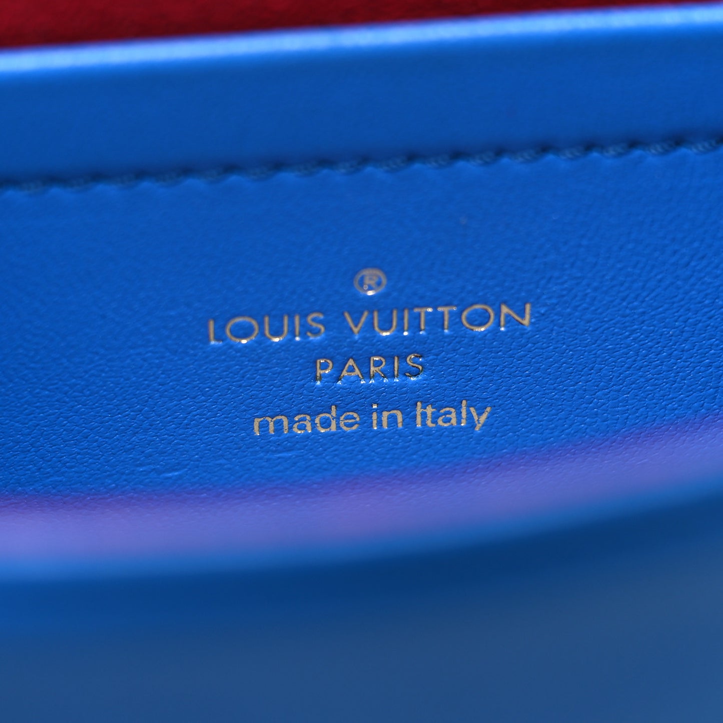 Lambskin Embossed Monogram Vuittamins Pochette Coussin Blue Red
