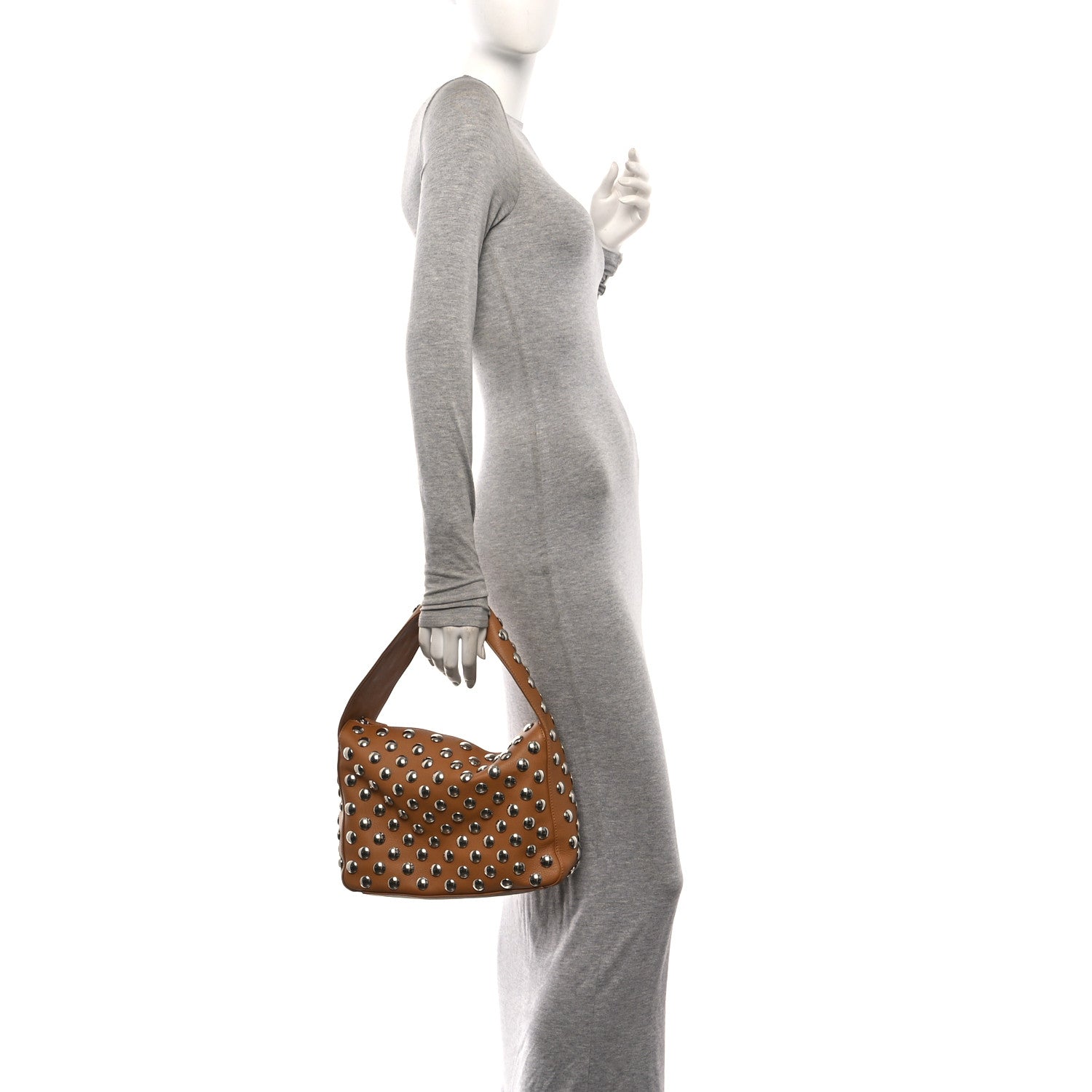 Khaite Pebbled Sport Calfskin Studded Elena Nougat 2 of 9