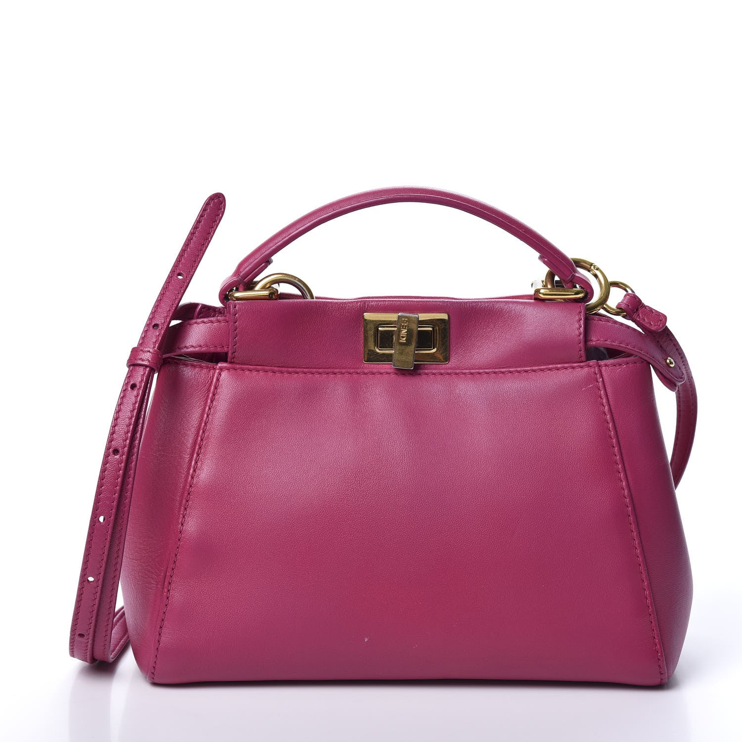 Fendi Nappa Mini Peekaboo Iconic Satchel Magenta 1 of 10