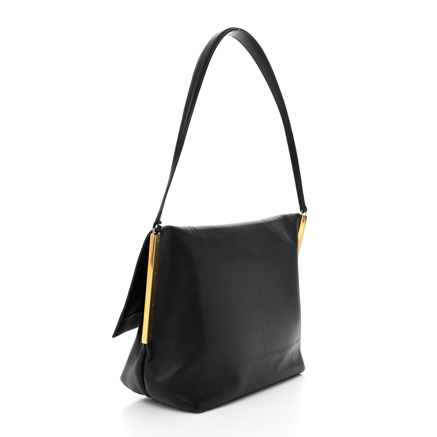 Smooth Calfskin Flap Clasp Bag Black