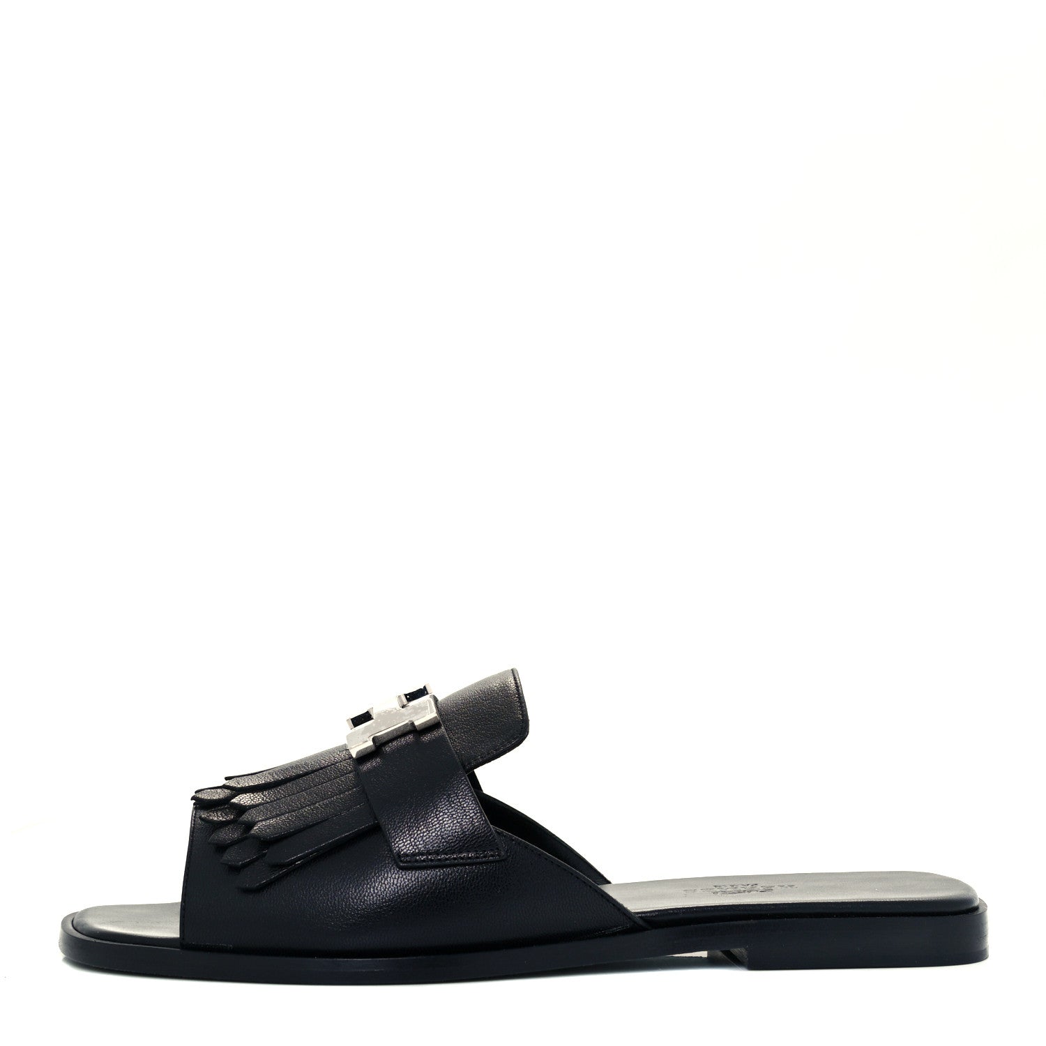 Hermes Goatskin Auteuil Sandals 37 Black 1 of 11