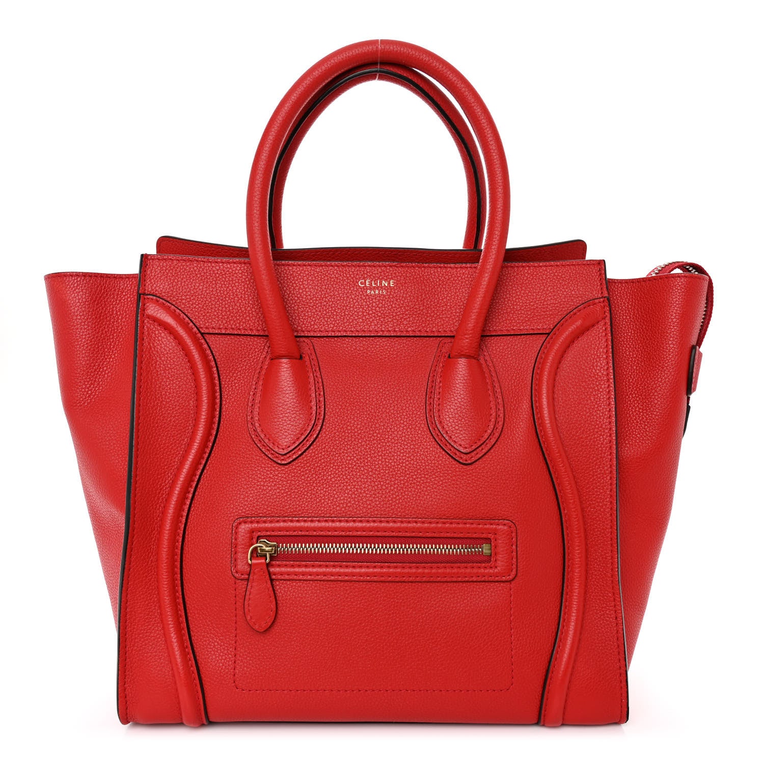 Celine Drummed Calfskin Mini Luggage Coquelicot 1 of 10