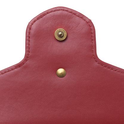 Gucci Calfskin Matelasse GG Marmont Chain Wallet Hibiscus Red 11 of 13