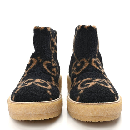 Gucci Faux Shearling Hooper GG Womens Ankle Boots 40 Black Natural Tan 2 of 7