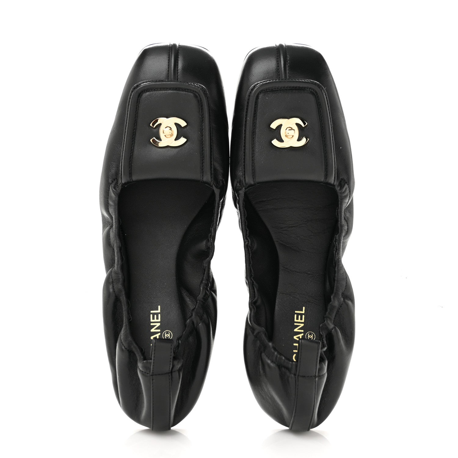 Chanel Lambskin CC Turnlock Ballerina Flats 40.5 Black 2 of 10