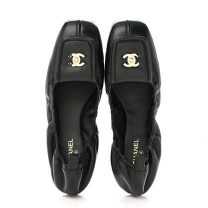 Chanel Lambskin CC Turnlock Ballerina Flats 40.5 Black 2 of 10