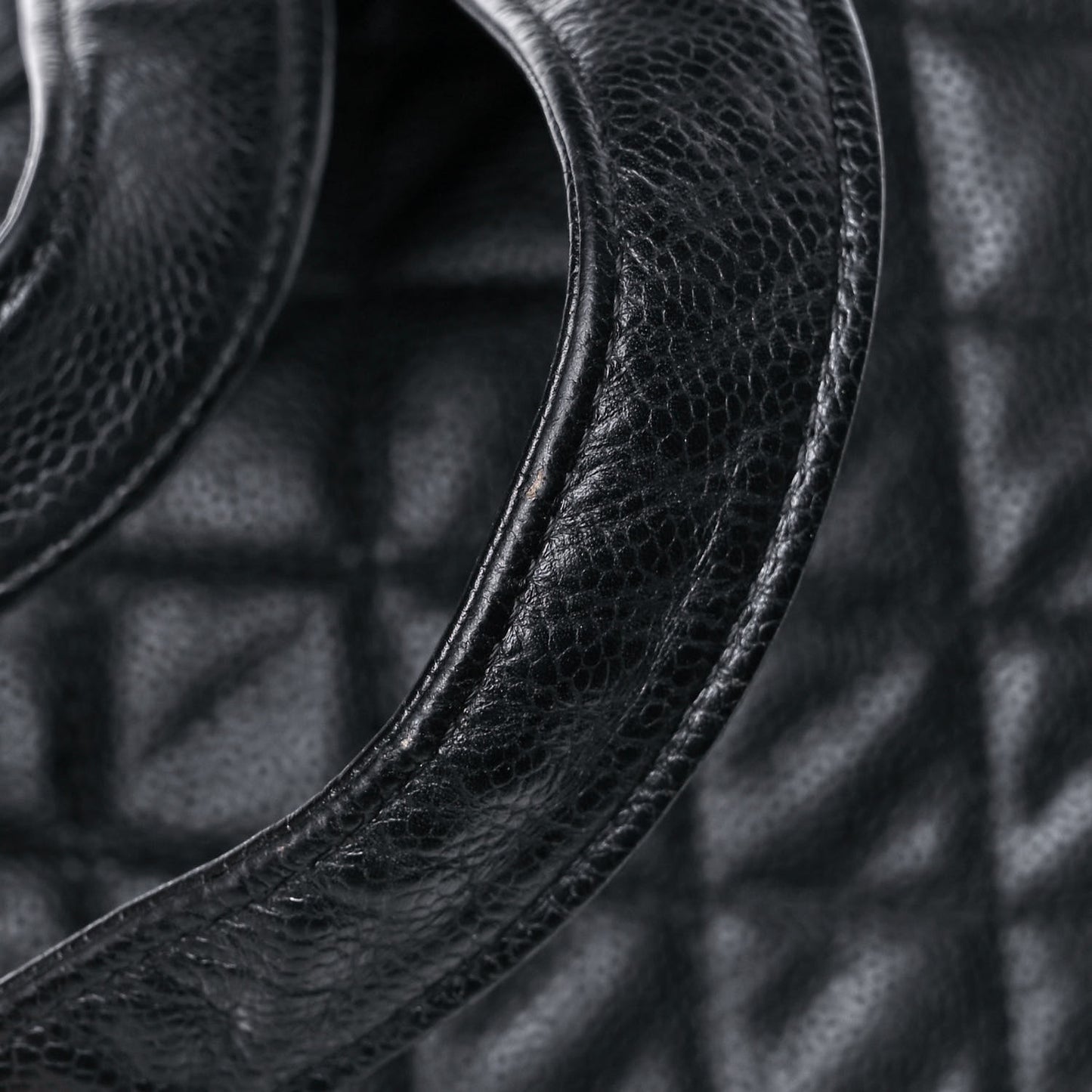 Caviar Quilted Bowler Black