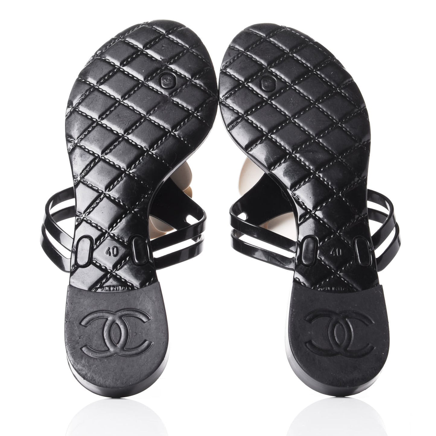 Jelly Camellia Thong Sandals 40 Black Ivory