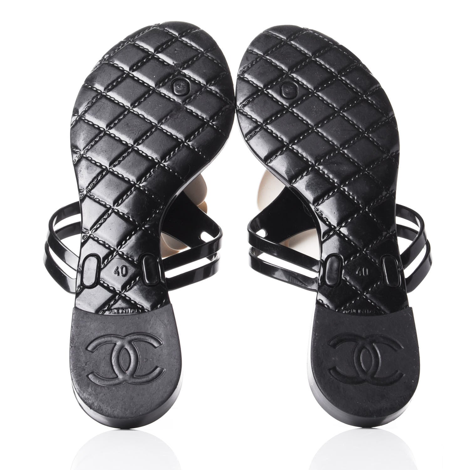Chanel Jelly Camellia Thong Sandals 40 Black Ivory 7 of 10