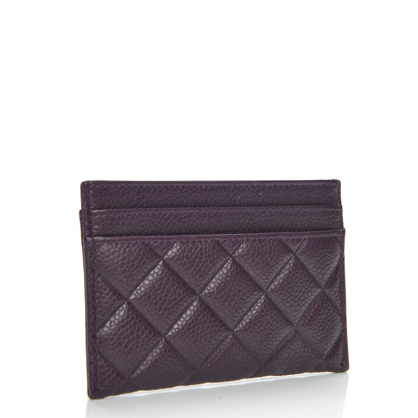 Caviar Quilted Diamond CC Card Holder Purple