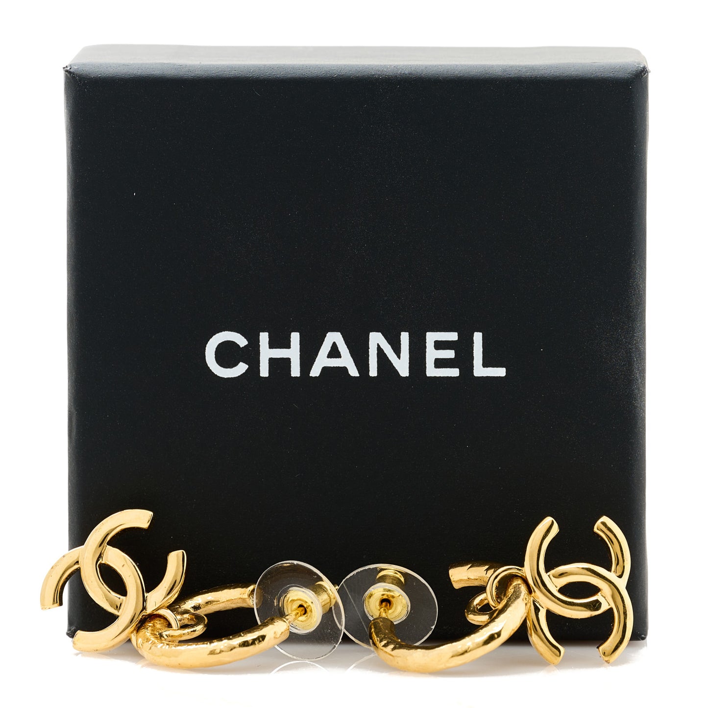 CC Hoop Drop Earrings Gold