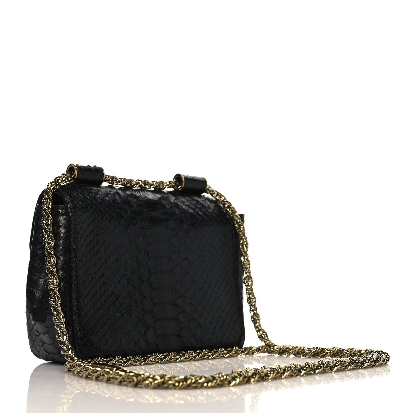 Snakeskin Mini Elsie Shoulder Bag Black