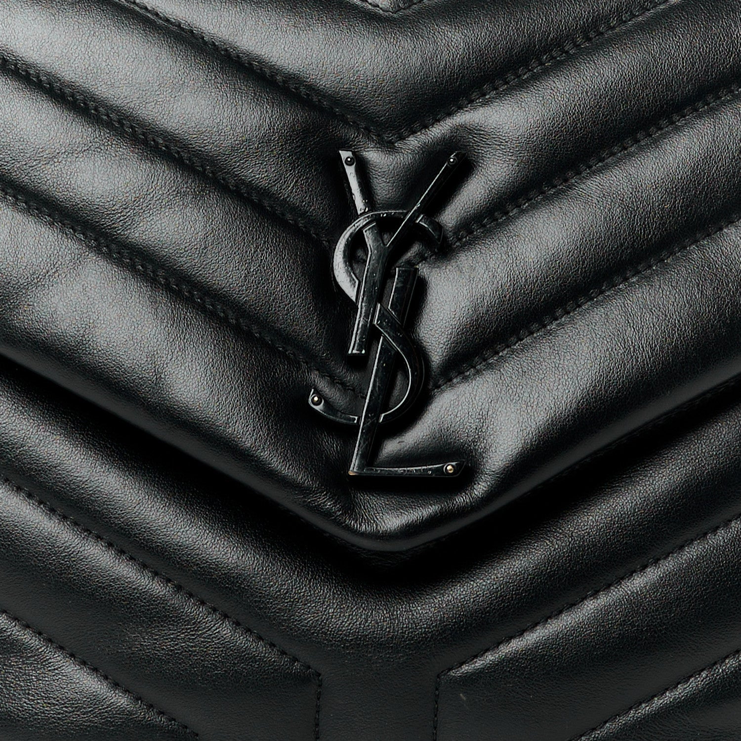 Saint Laurent SAINT LAURENT Calfskin Y Quilted Monogram Monochrome Medium Loulou Chain Satchel Black 9 of 14