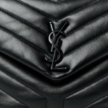 Saint Laurent SAINT LAURENT Calfskin Y Quilted Monogram Monochrome Medium Loulou Chain Satchel Black 9 of 14