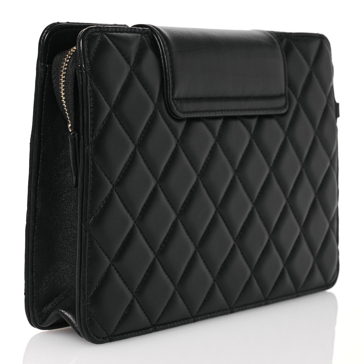 Chanel Lambskin Quilted CC Pouch Wristlet Black 3 of 10