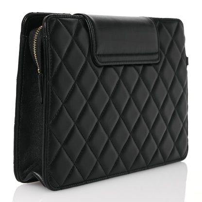 Chanel Lambskin Quilted CC Pouch Wristlet Black 3 of 10