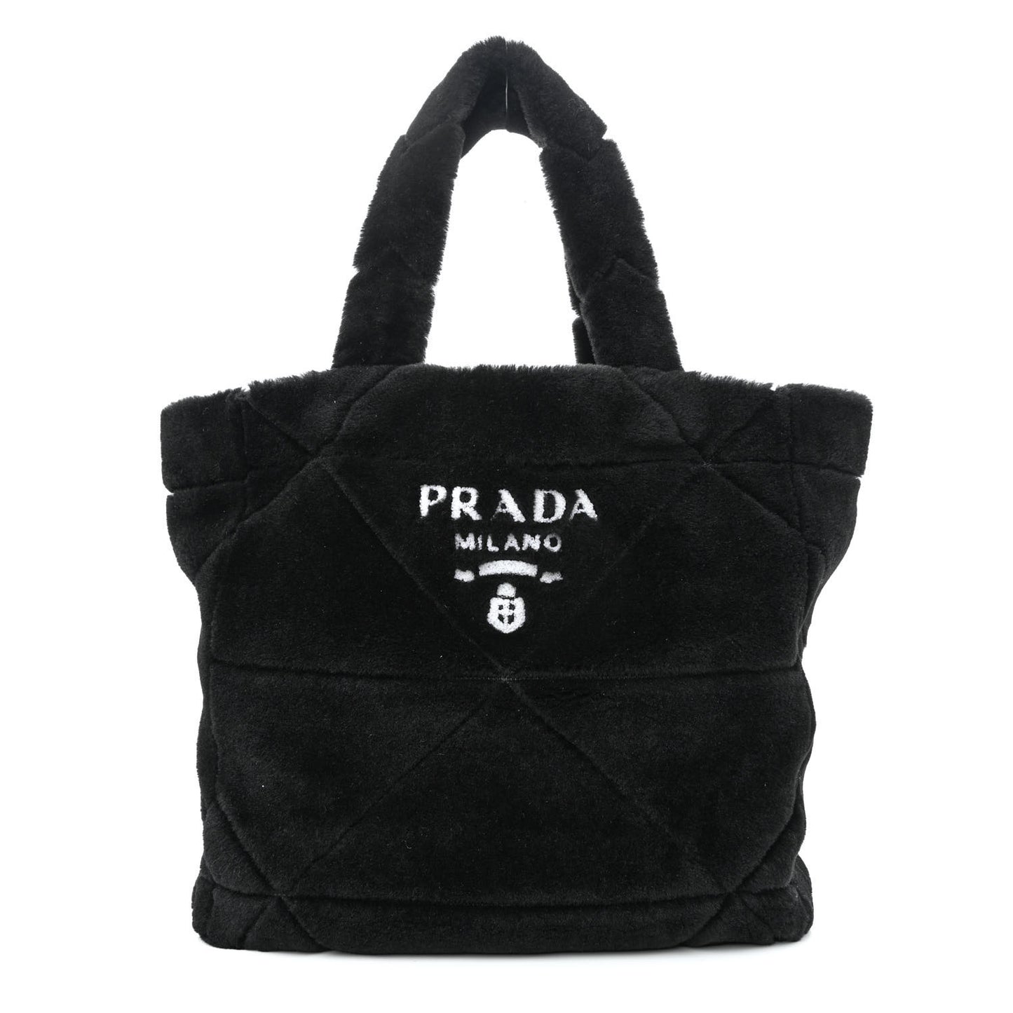 Shearling Monotone Logo Tote Black White
