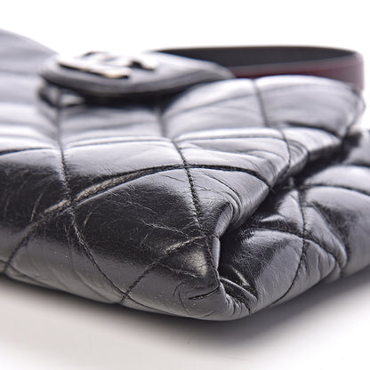 Chanel Aged Calfskin Quilted Zip Clutch Black 10 of 10