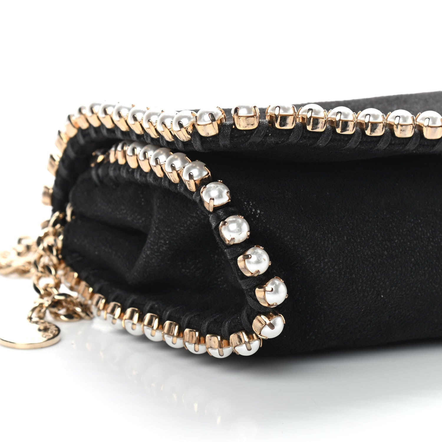 Stella McCartney Shaggy Deer Pearl Studded Falabella Crossbody Clutch Black 9 of 10