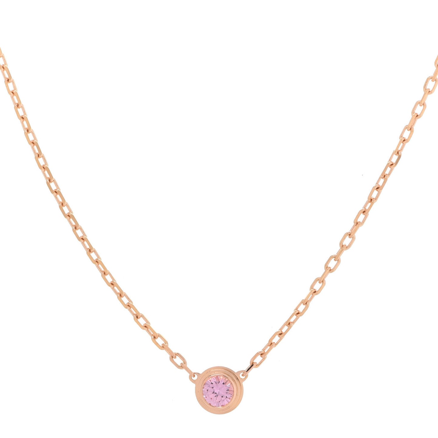 18K Pink Gold Pink Sapphire D'Amour Pendant Necklace