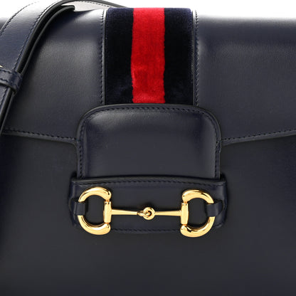 Gucci Calfskin Web Horsebit 1955 Shoulder Bag Blue 8 of 11