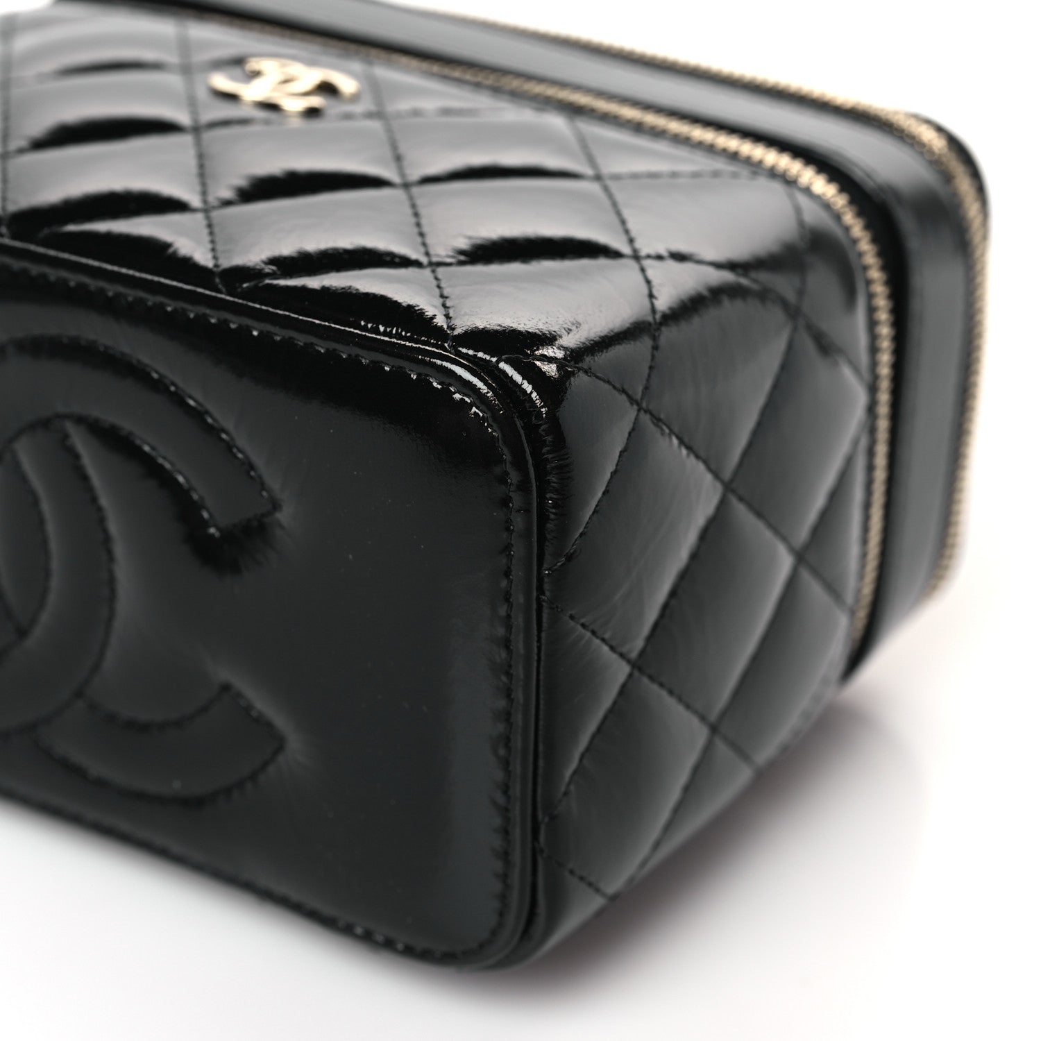 Chanel Shiny Lambskin Quilted Top Handle Vanity Case With Chain Black 10 of 11