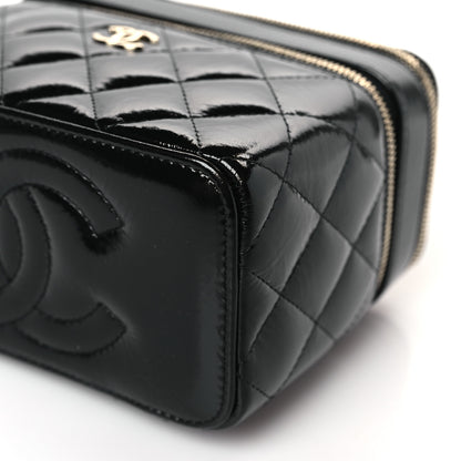 Chanel Shiny Lambskin Quilted Top Handle Vanity Case With Chain Black 10 of 11