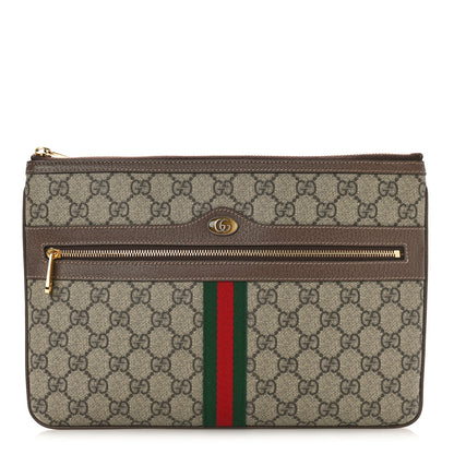 Gucci GG Supreme Monogram Large Ophidia Pouch Clutch Brown 1 of 9