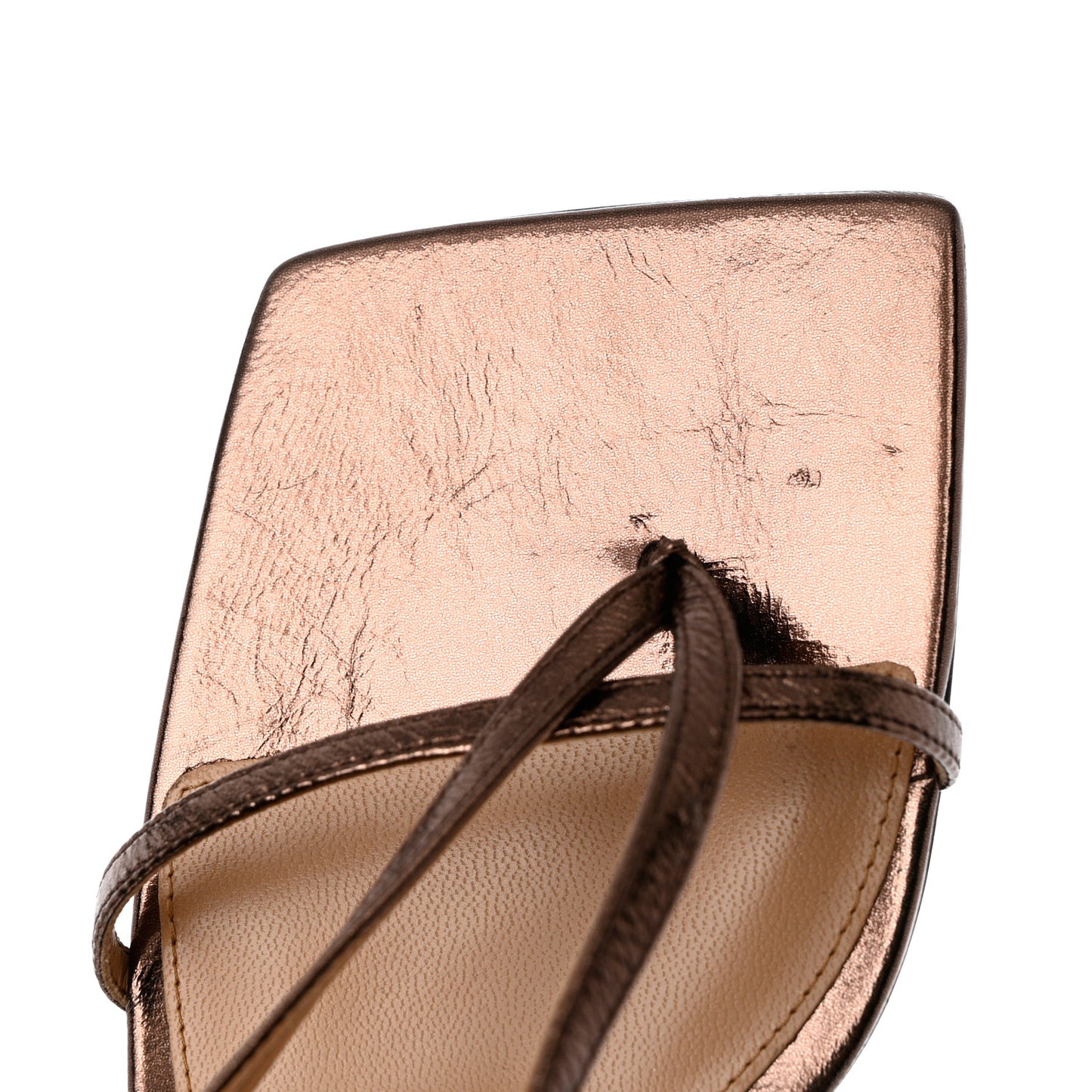Metallic Lambskin Stretch Multi Strap 90mm Sandals 38 Fondant