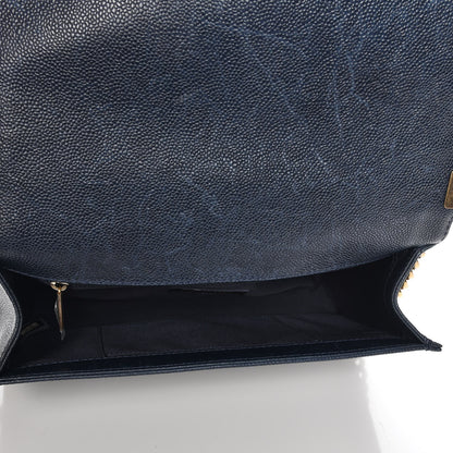 Chanel Caviar Quilted New Medium Boy Flap Dark Navy Blue 5 of 8