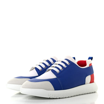 Hermes Epsom Technical Canvas Vitesse Sneakers 43 Bleu Royal White Rouge 3 of 9