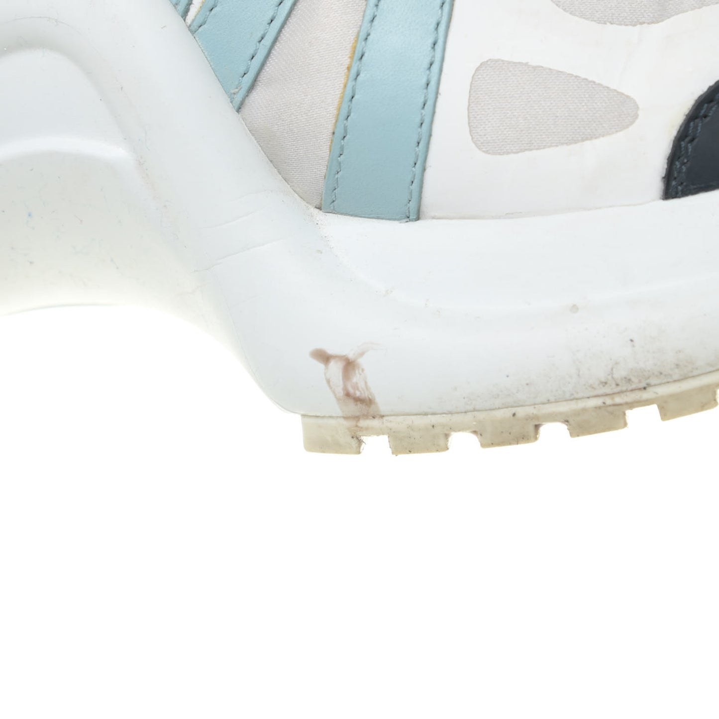 Calfskin Technical Nylon LV Archlight Sneakers 38.5 White Blue Gris