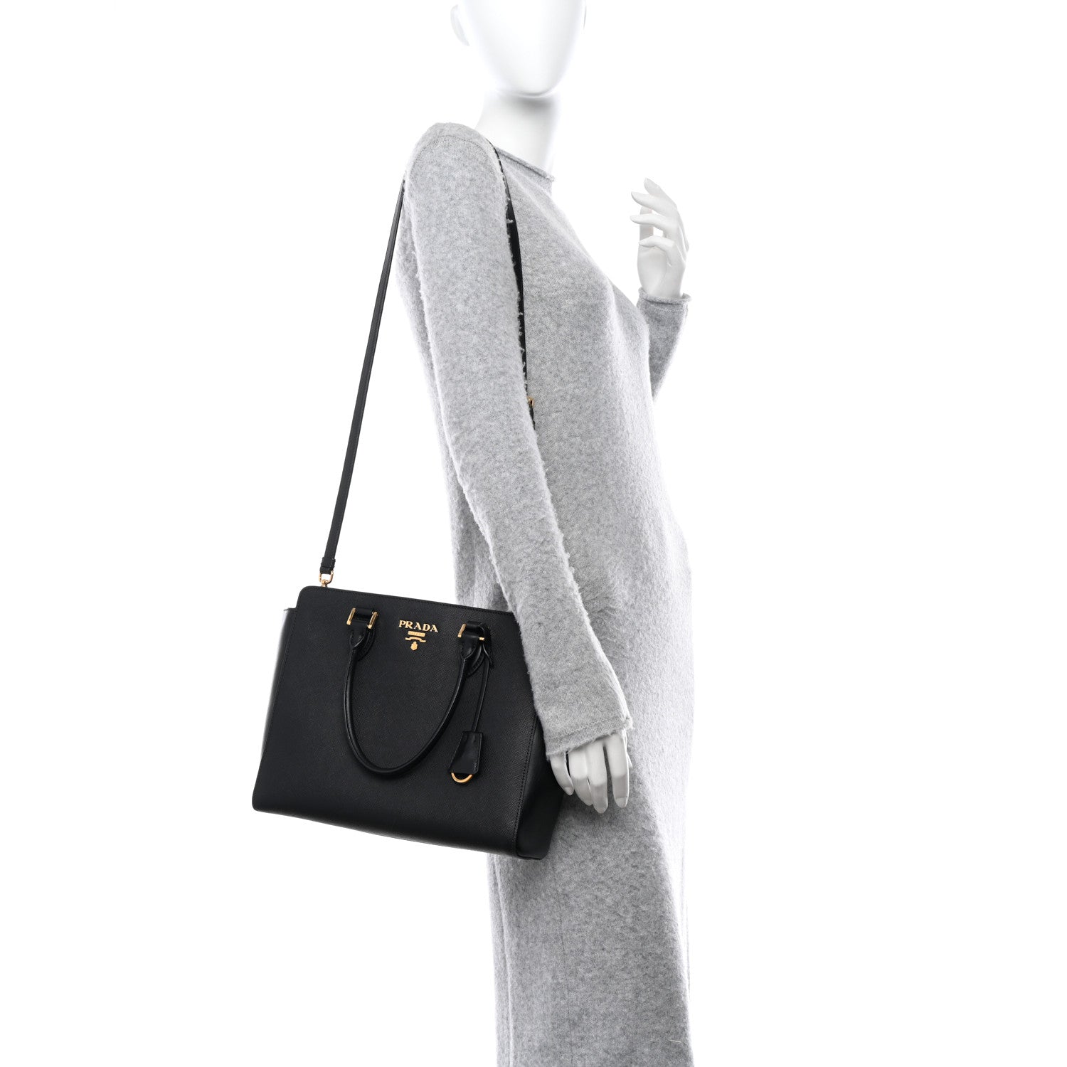 Prada Saffiano Soft Calfskin Zippered Tote Black 2 of 13