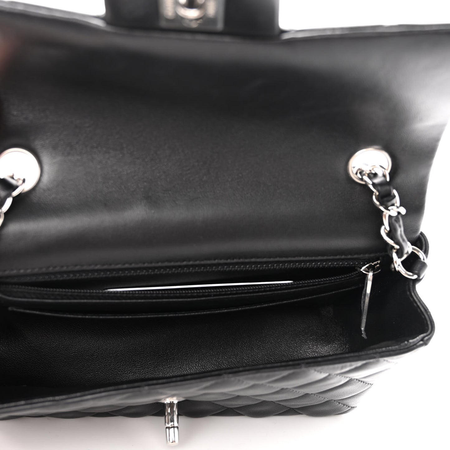 Lambskin Quilted Mini Rectangular Flap Black