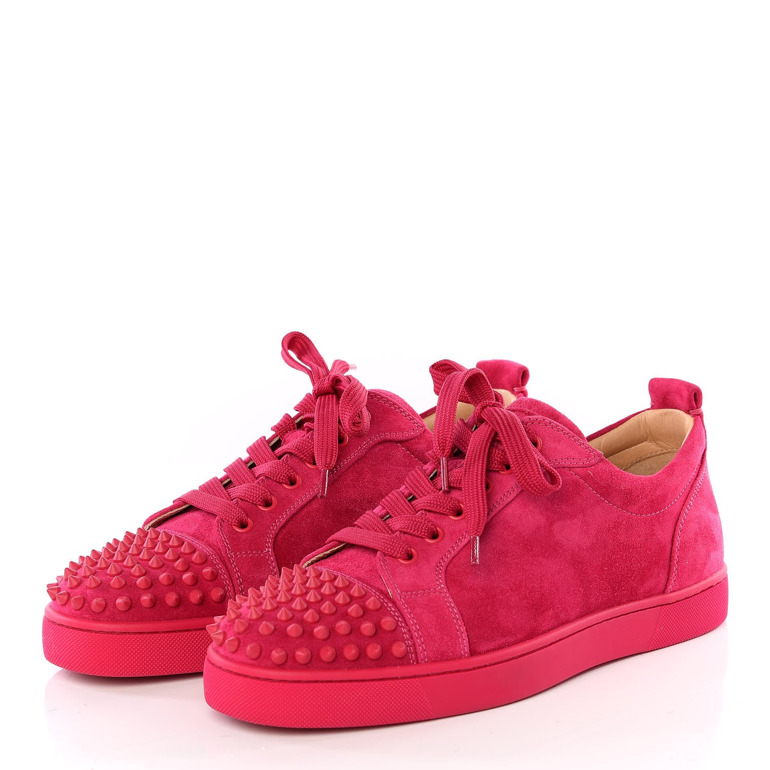 Christian Louboutin Veau Velours Louis Junior Spikes Flat Sneakers 41 Rosa 2 of 10