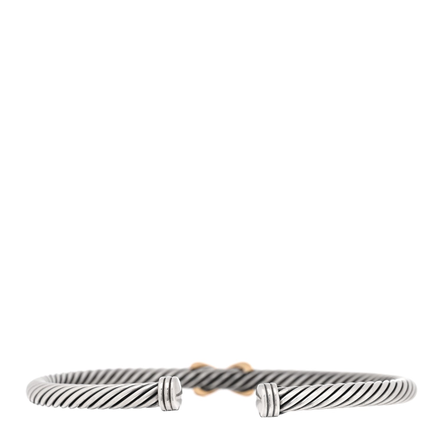 David Yurman Sterling Silver 18K Yellow Gold 4mm X Station Cable Bracelet 2 of 4
