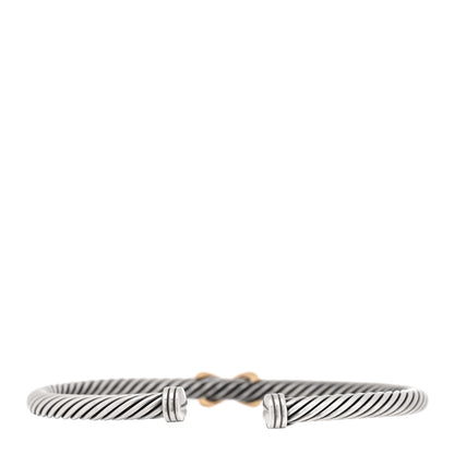 David Yurman Sterling Silver 18K Yellow Gold 4mm X Station Cable Bracelet 2 of 4